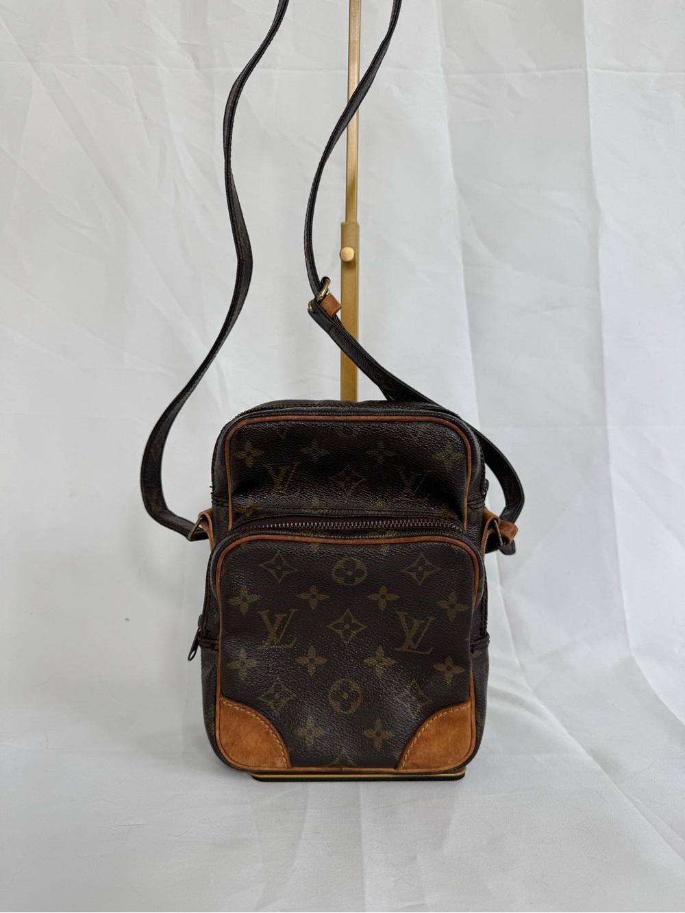 Louis Vuitton Danube Vintage Monogram Messenger Crossbody Bag Brown and Tan